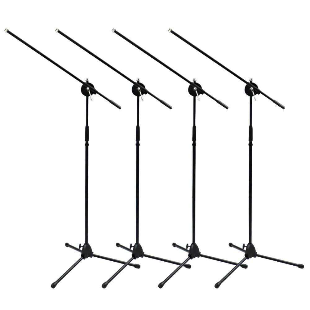Four Tripod Microphone Stands with Boom Arms