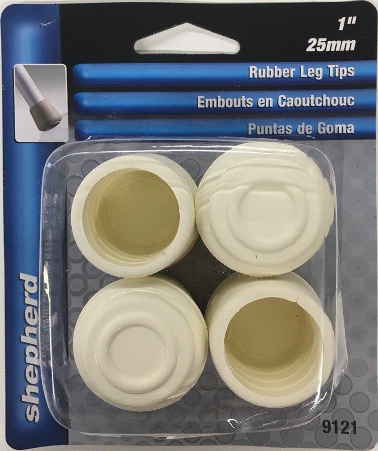 Shepherd 9121 1-Inch Rubber Leg Tips, 4-Pack