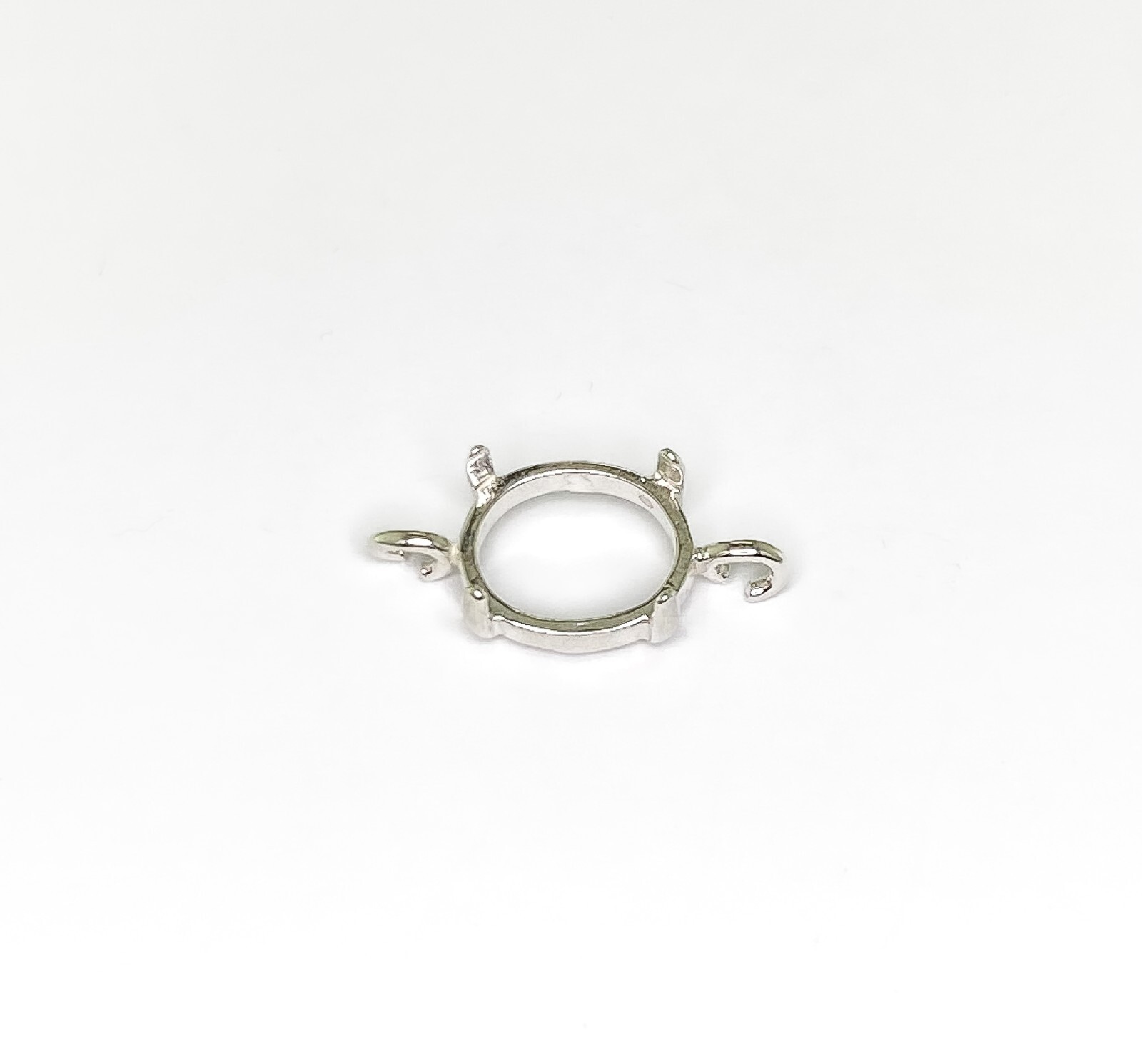 Oval Cabochon Double Open Loop Dangle Setting Sterling Silver