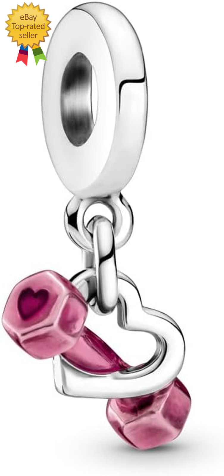 Dumbbell & Heart Heart Charm 925 Sterling Silver Pendan Jewelry Bead Gift Women