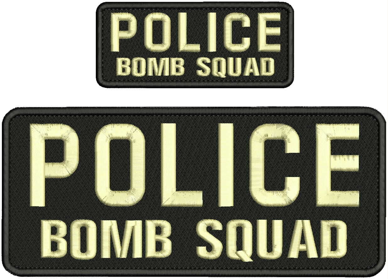 Collectible 2 Embroidery Patch Police B Squad 4x10 and 2x5 Tan On Black