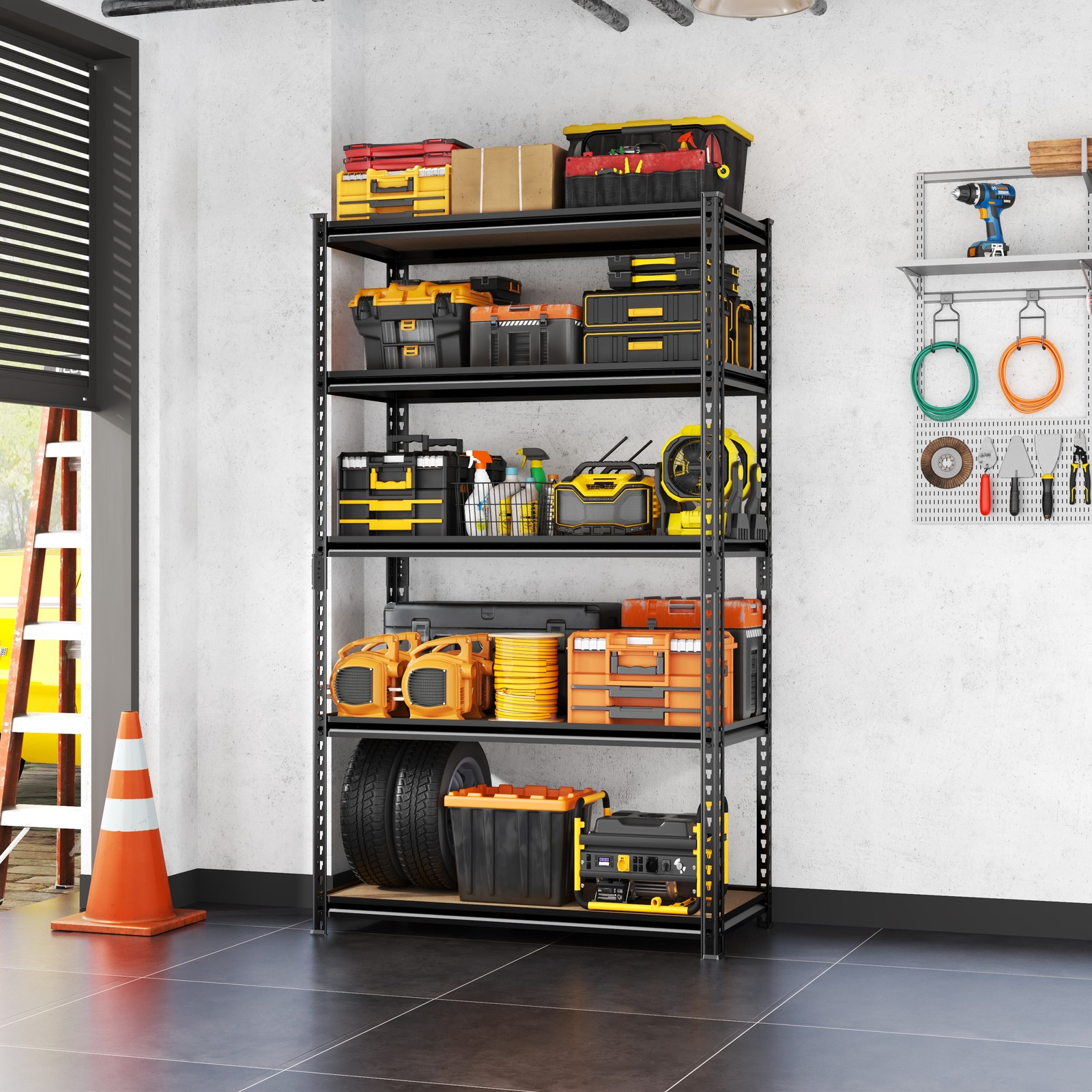 Garage Shelving Heavy Duty 5 Tier Metal Storage Shelves Tool Organizer Rack Home