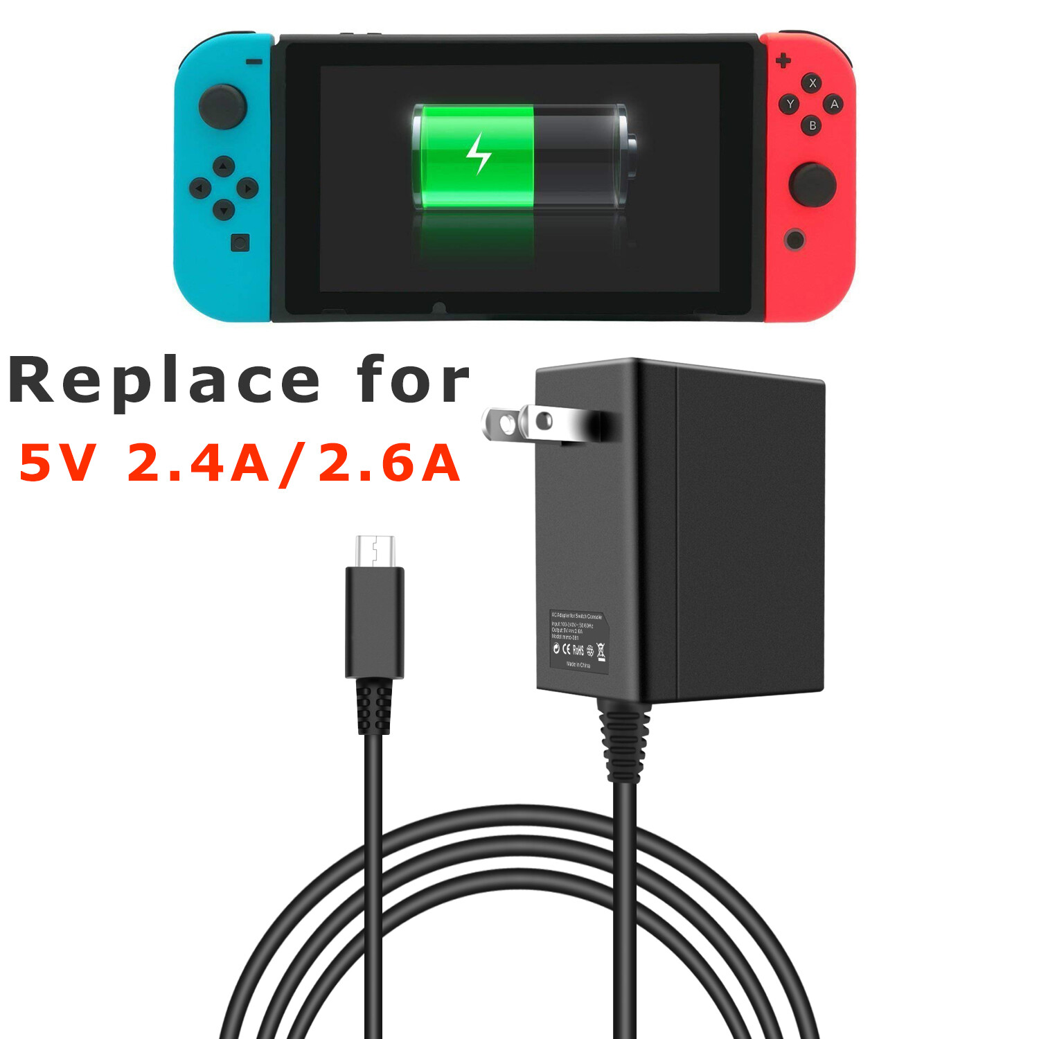 Type C Cable 5V/15V For Nintendo Switch or Dock Charging Wall Charger AC Adapter