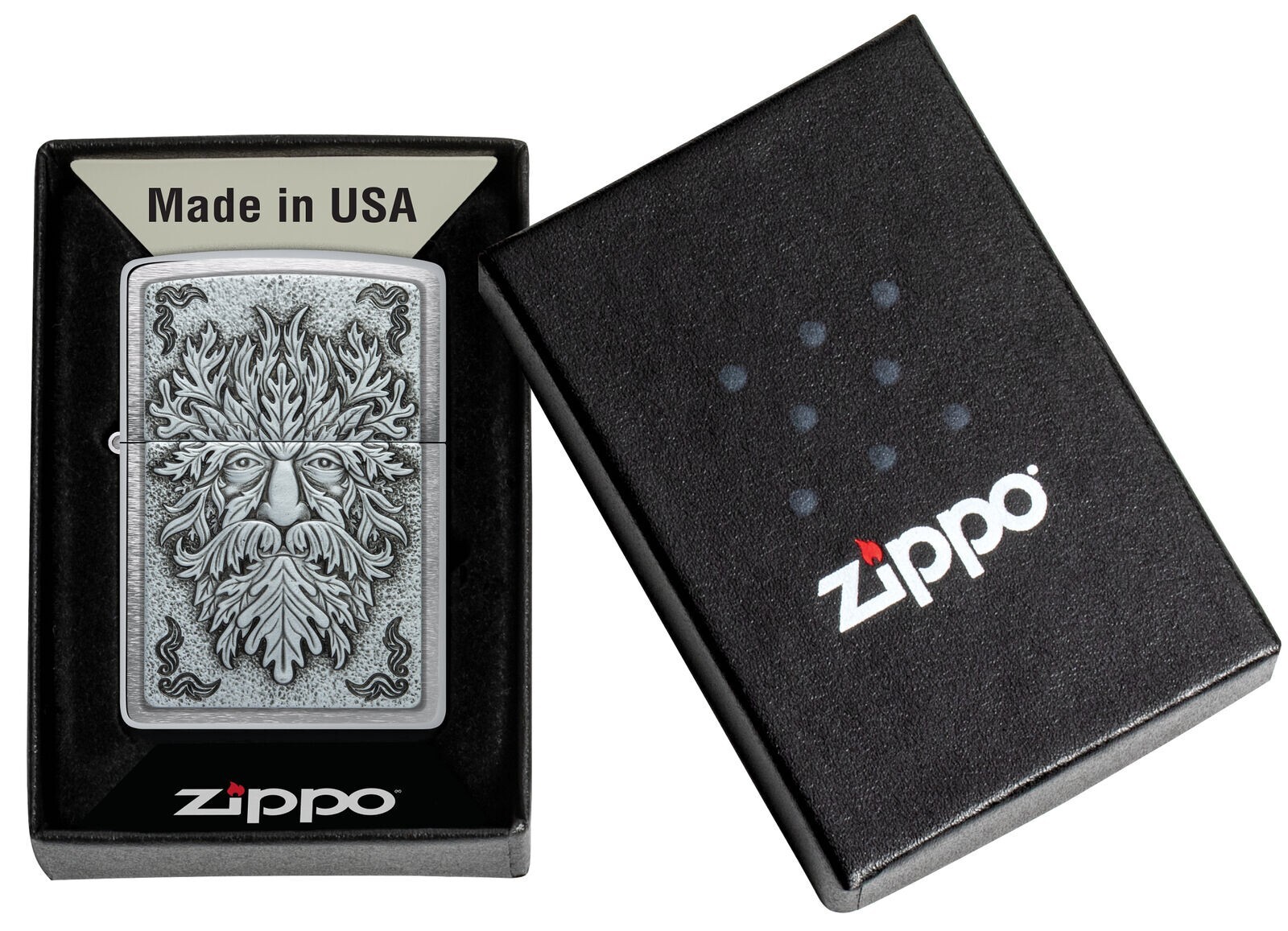 Zippo Greenman Emblem Brushed Chrome 48906