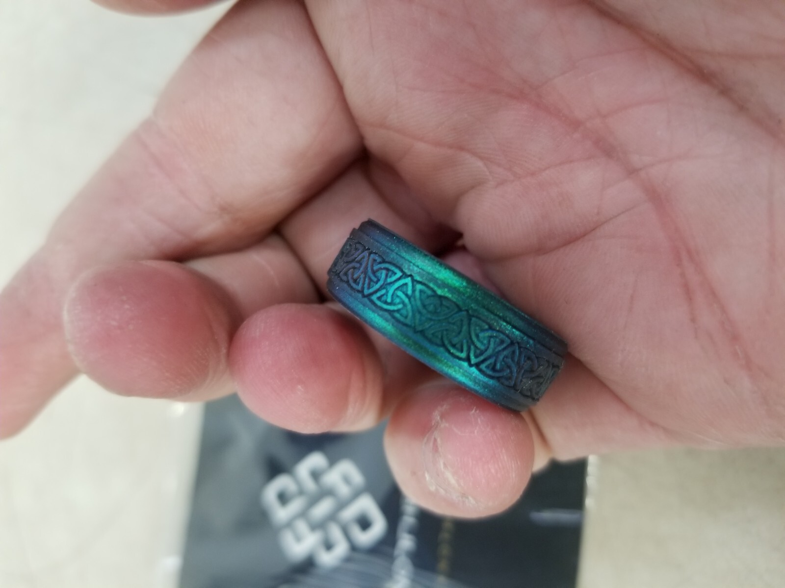 Knot Theory Engraved Silicone Ring - Enchanted Trinity Knot - Size 14
