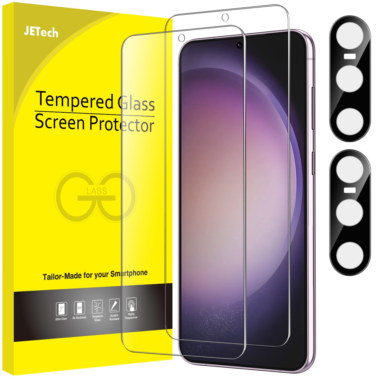 JETech Screen Protector for Samsung Galaxy S23 Plus 5G 6.6" with Lens Protector