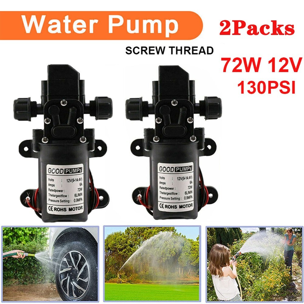 2PCS 12V Water Pump 130PSI Self Priming Diaphragm High Pressure Automatic Switch