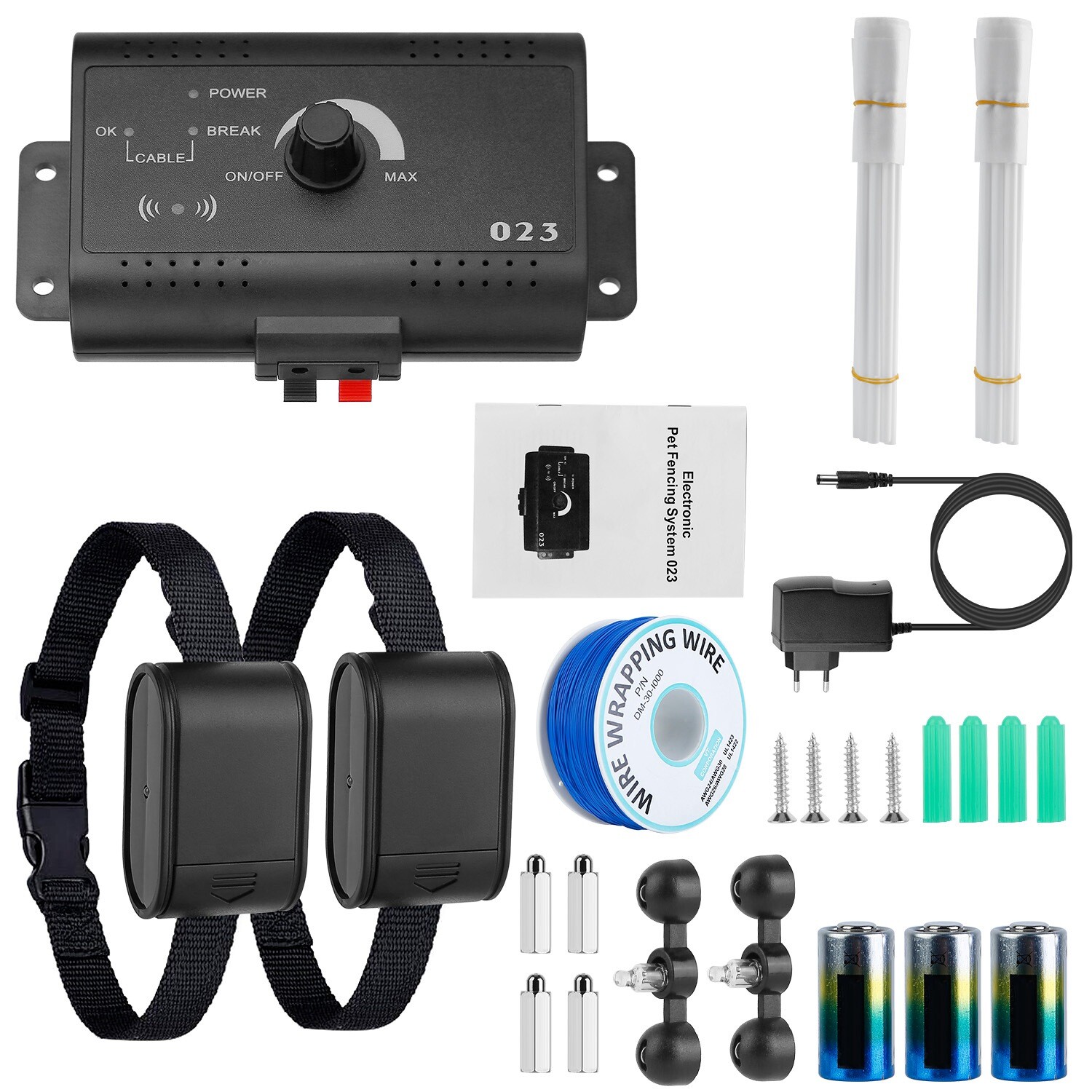 Underground Electric Dog Pet Fence System Waterproof 2 Dogs Safe Shock Collars
