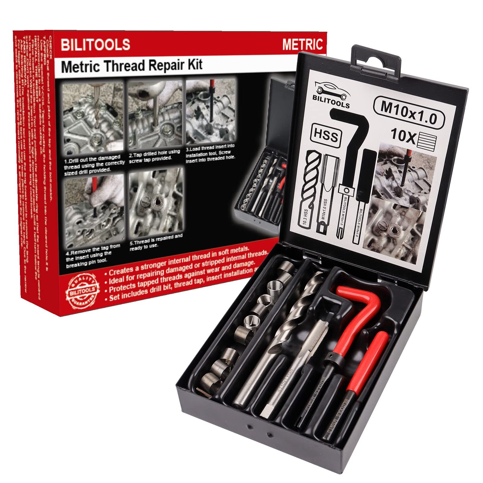M10x1.0 Thread Repair Kit HSS Drill Helicoil Repair Kit Metric