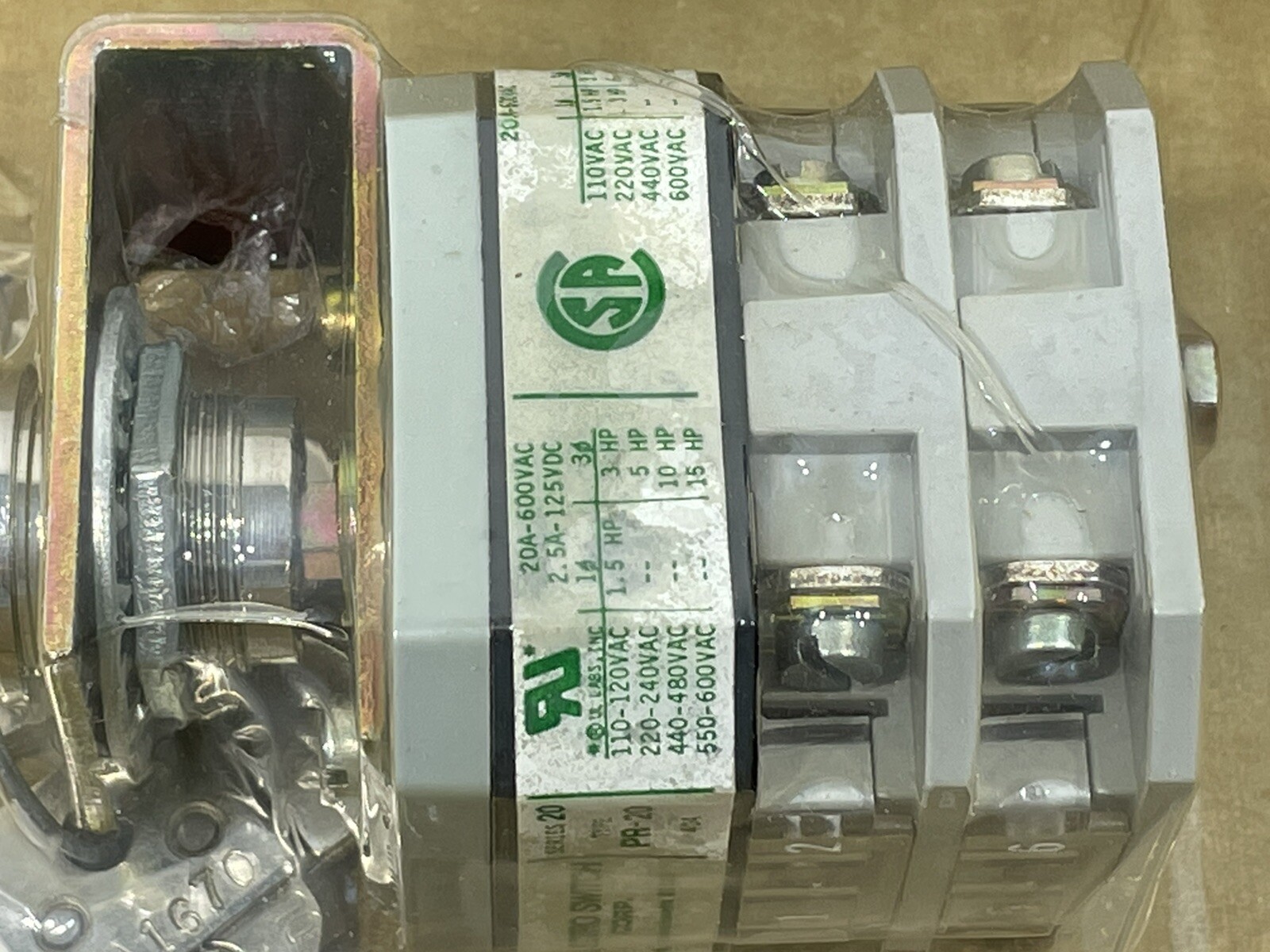 Electro Switch Corp 20K-1252A4-1 Keyed Switch Selector Type PR20 Series 20
