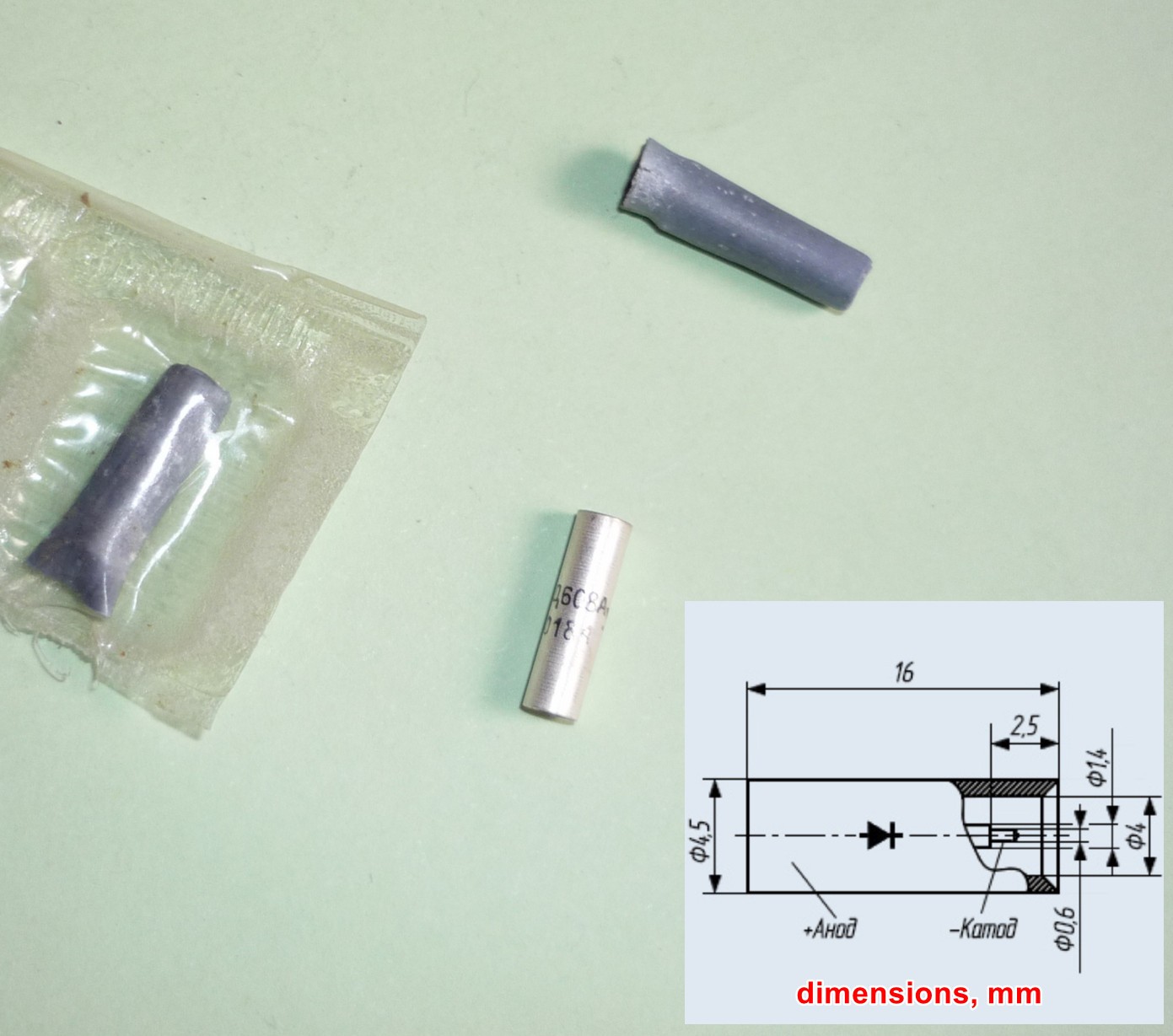 2pcs Microwave Detector Silicon Point-Contact Diode 6-12GHz D608A USSR NOS