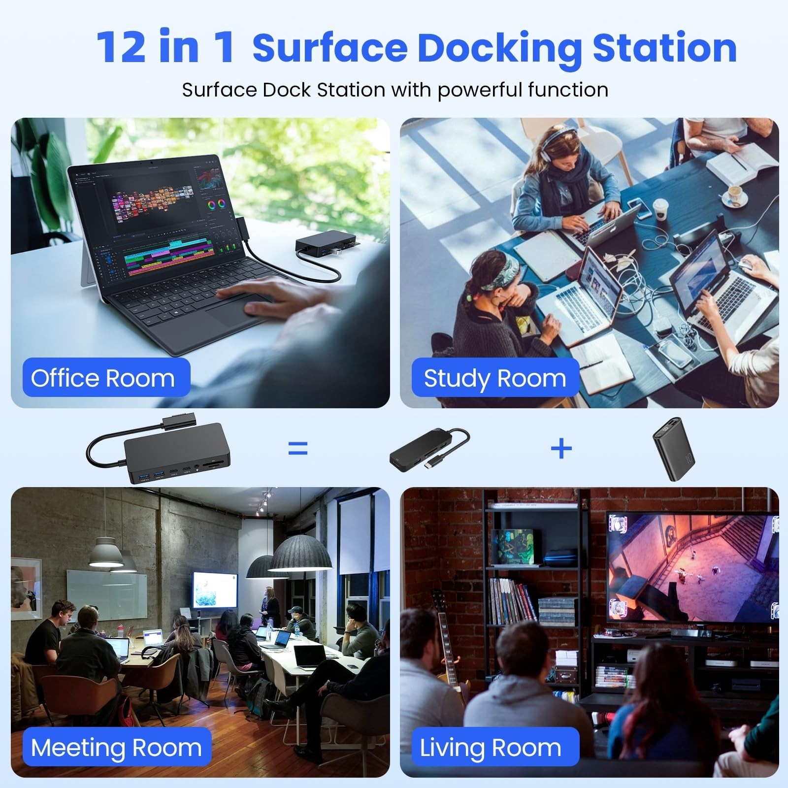 2026 New Surface Dock, 12-in-1 Surface Docking Station Triple Displ... Fast Ship