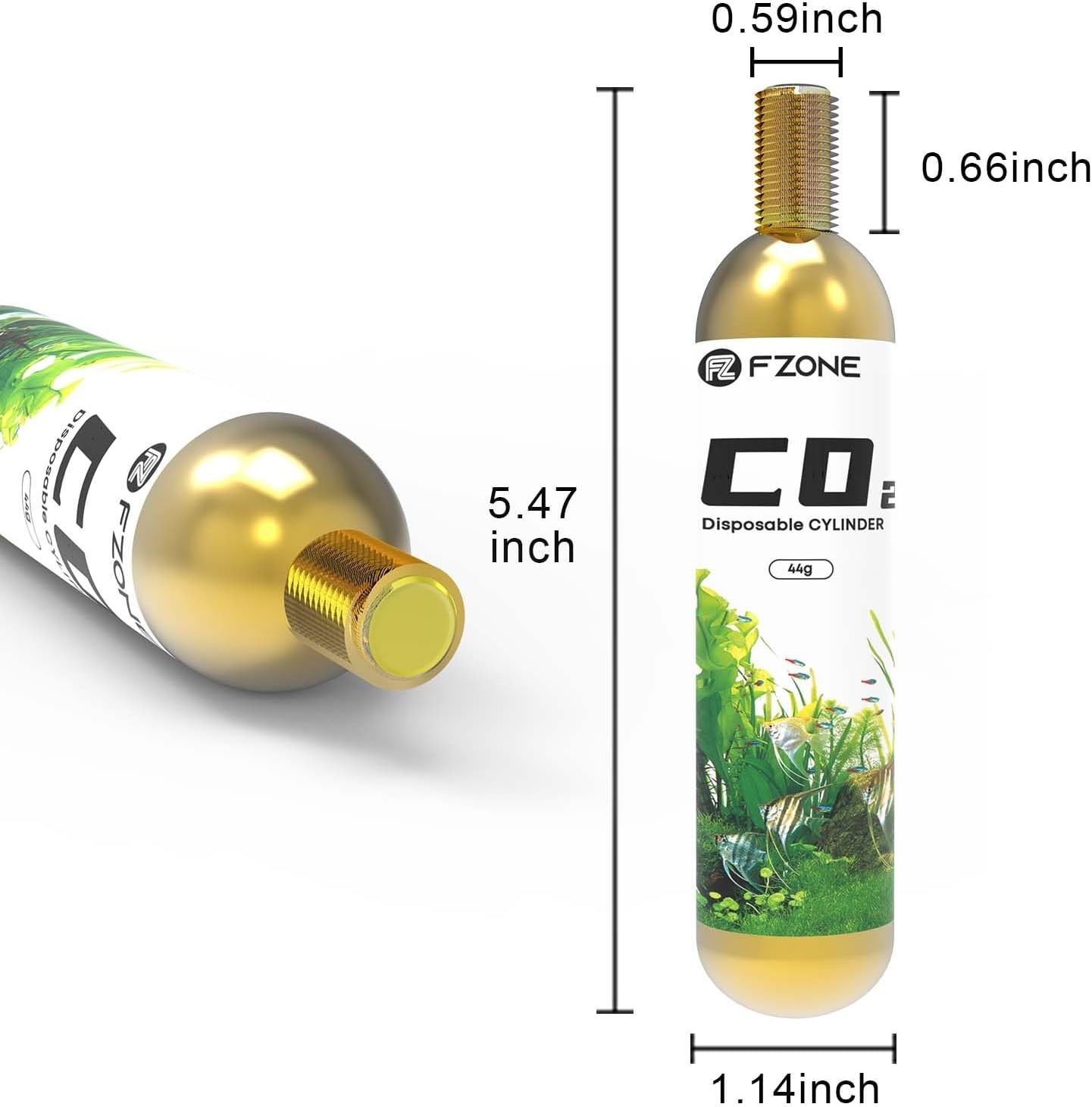 High-Capacity Disposable CO2 Cartridges - 5/8'' Threaded, 2-Pack for Versatility