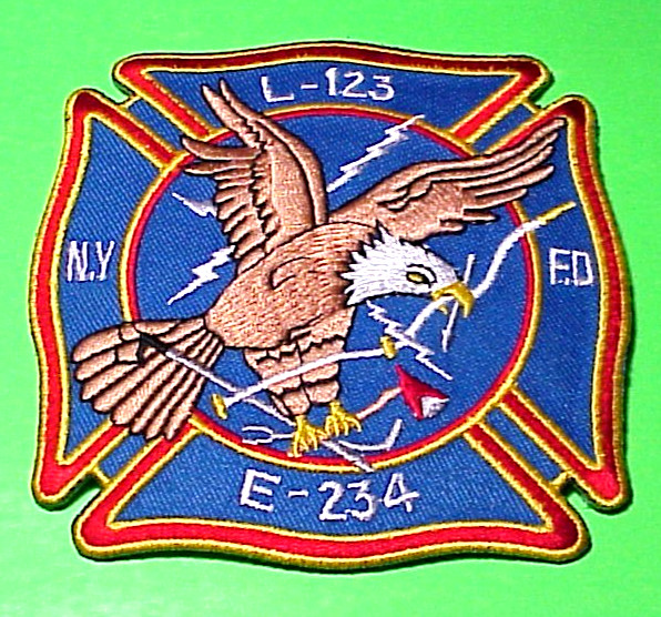 NEW YORK  FDNY  LADDER-123  ENGINE-234   4" FIRE DEPT  PATCH  FREE SHIPPING!!!