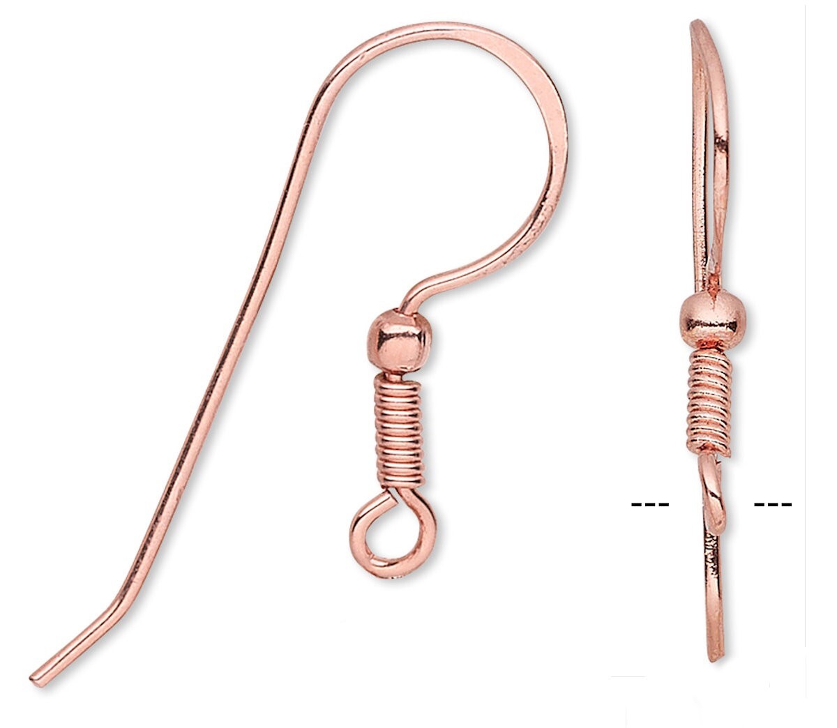 Ear Wire, 50 Copper Plated Copper Fishhook Ear Wires with Coil & Ball Earring