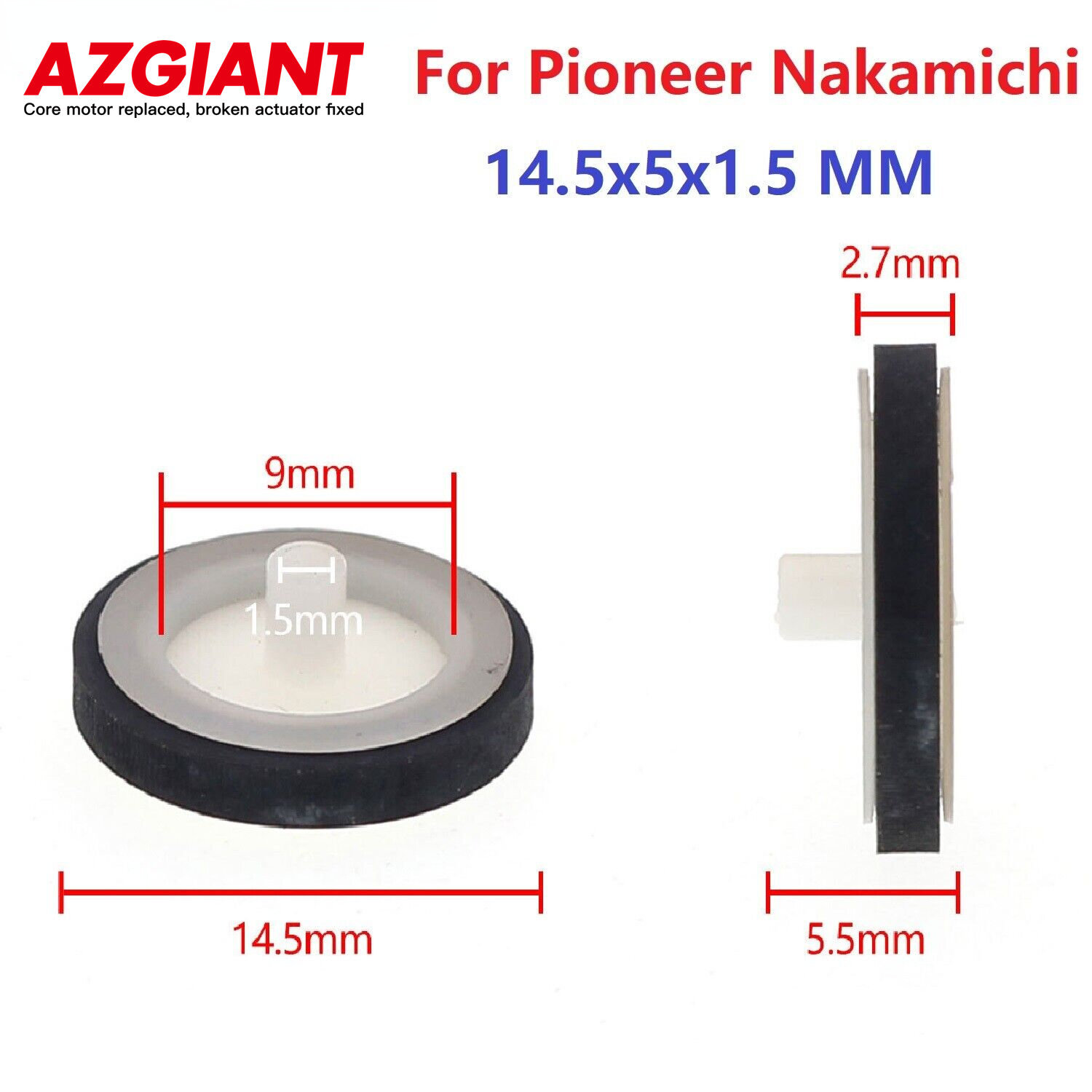 T Wheel Cassette Card Seat Idler for Audio for Pioneer Nakamichi 14.5x5x1.5mm