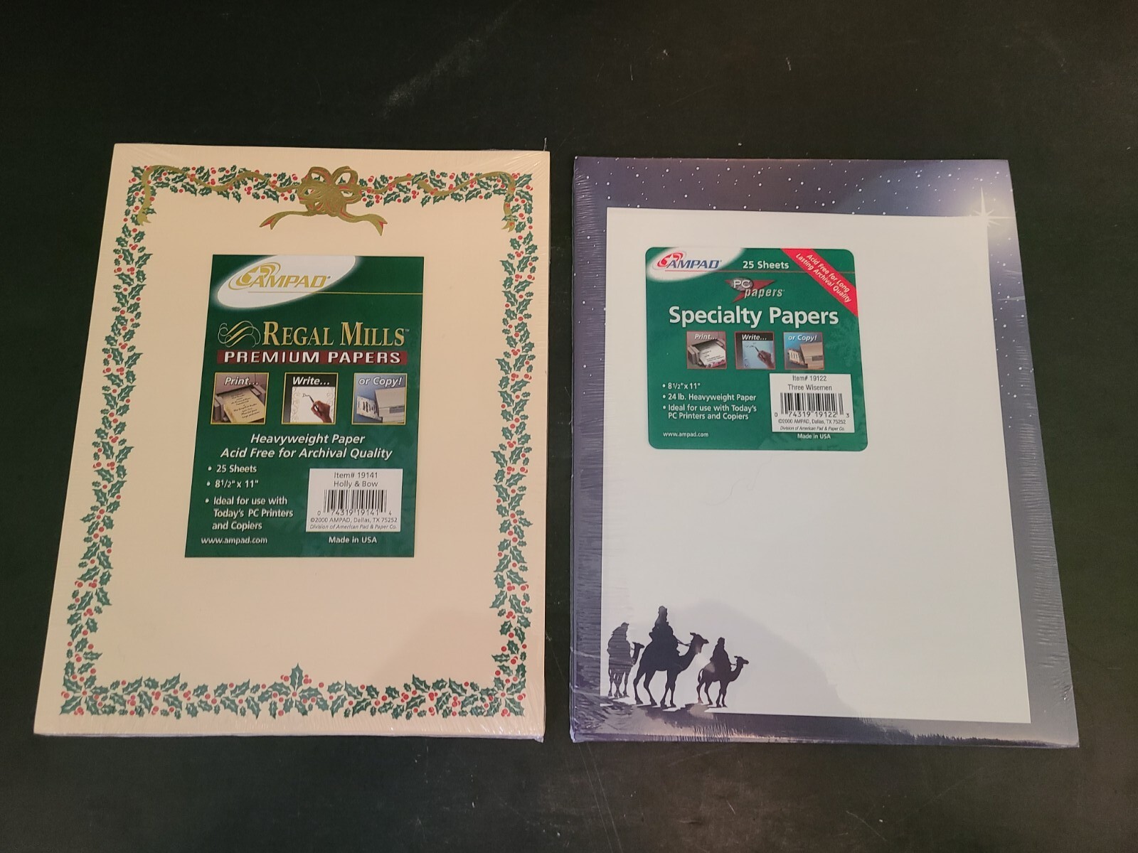 Set Of 2 Sealed Regal Mills Specialty Paper Holiday Theme Camel Acid Free 25 ct