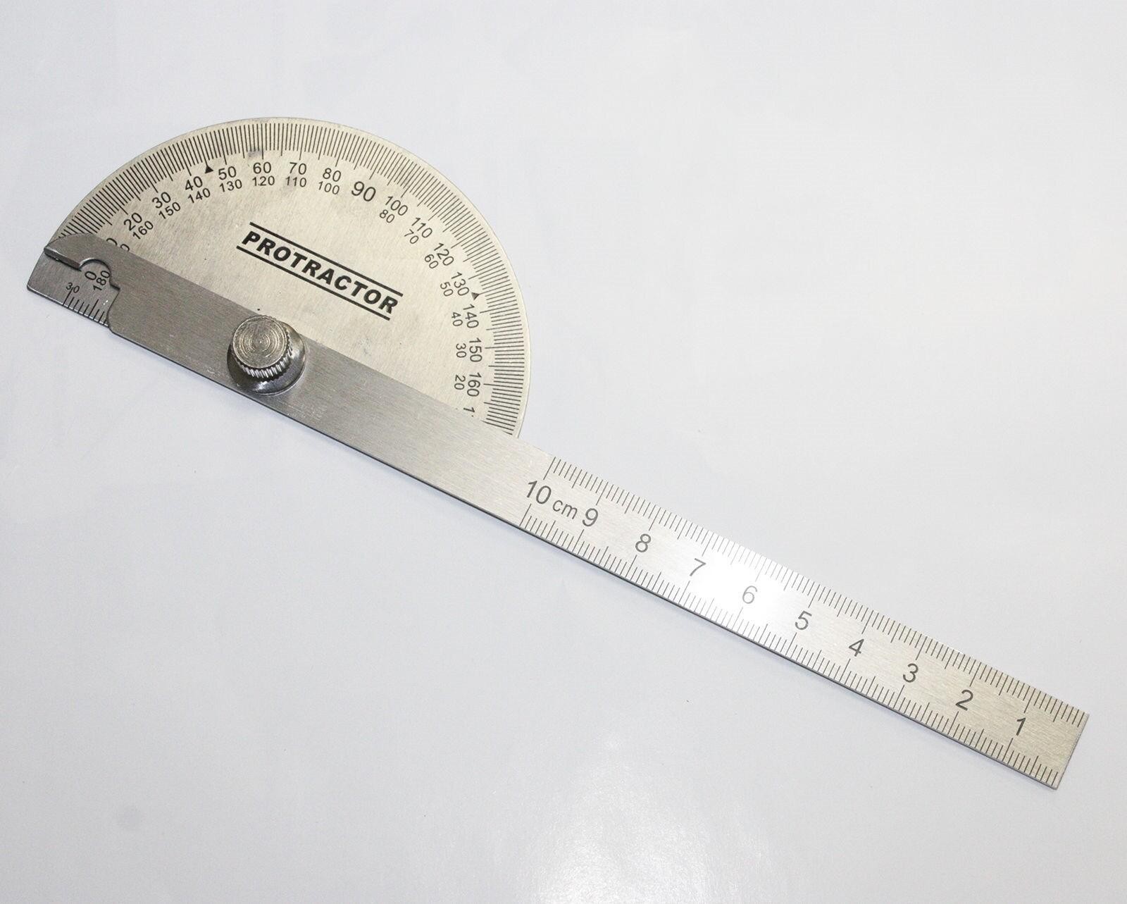 Measure Stainless Steel Rotary Protractor Angle Rule Gauge Machinist Tool