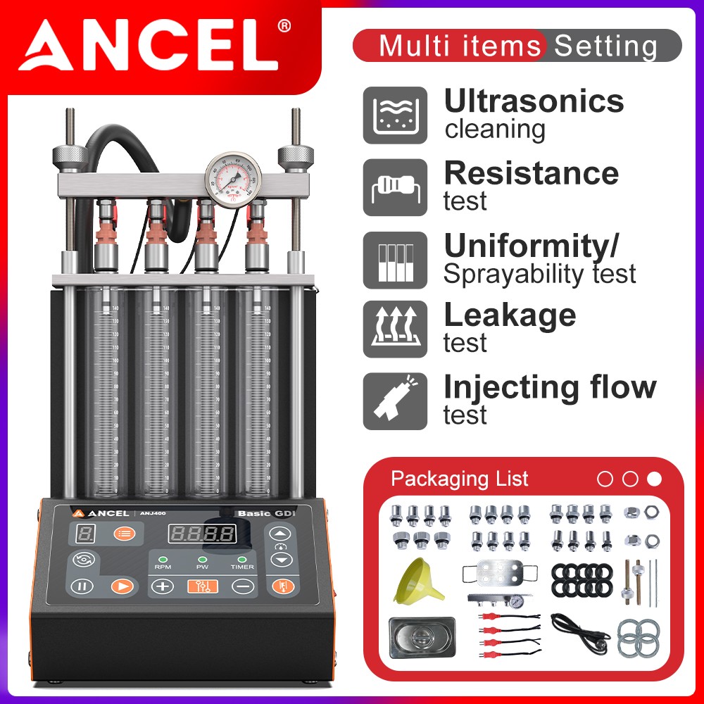 ANCEL ANJ400 GDI Fuel Injector Cleaner Tester Auto Ultrasonic Cleaning Machine