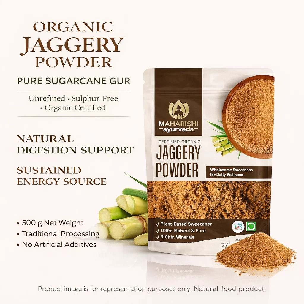 Maharishi Ayurveda Organic Jaggery Powder Pure Sugarcane Gur 500g