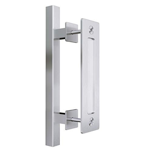 12" Pull and Flush Square Door Handle Set Stainless Steel Door Pull Handle