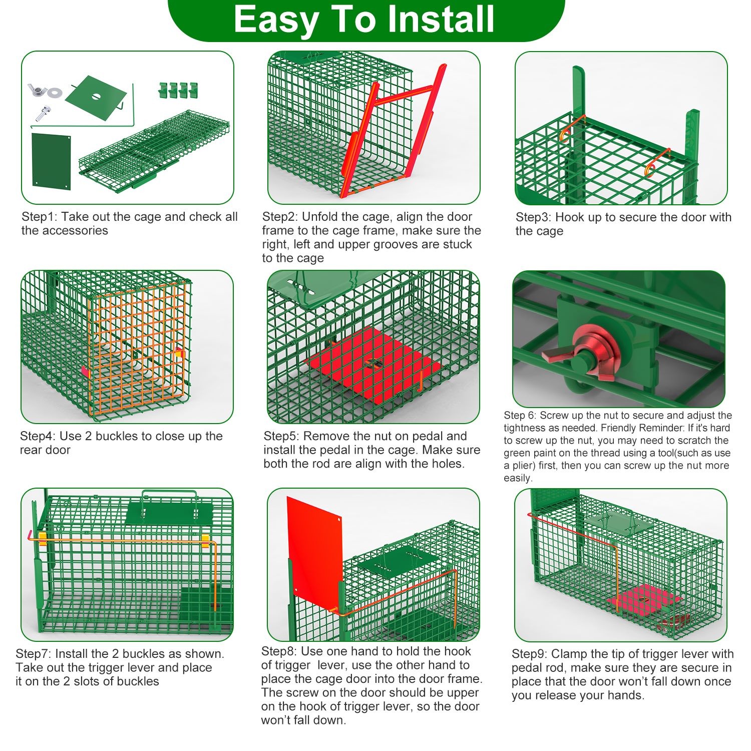 26/40" Heavy Duty Folding Humane Cat Trap Cage Live Animal Raccoons Rodent Cage