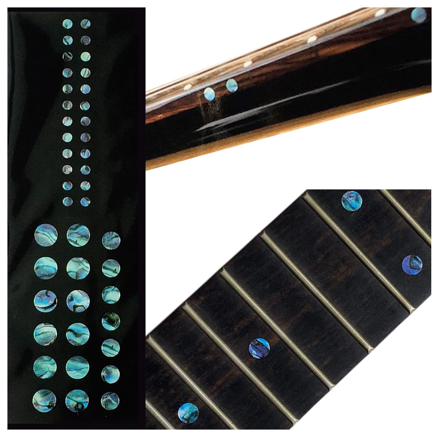 Inlay Sticker Fret Markers for Guitars & Bass - Custom Dots Set, Abalone Blue