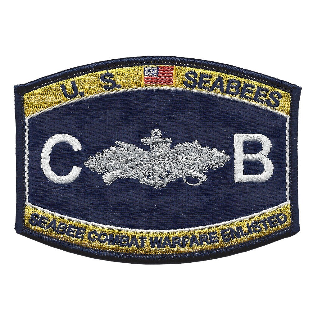 USN NAVY SEABEE COMBAT WARFARE BADGE ENLISTED PATCH CAN DO CB CONSTRUCTION