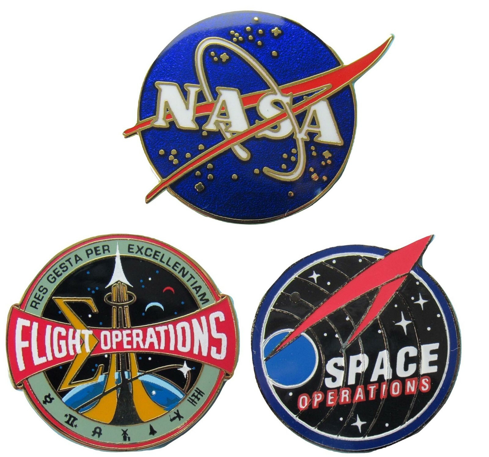 NASA Winco PIN lot of 3 - vector logo FLIGHT Operations - Space Ops official