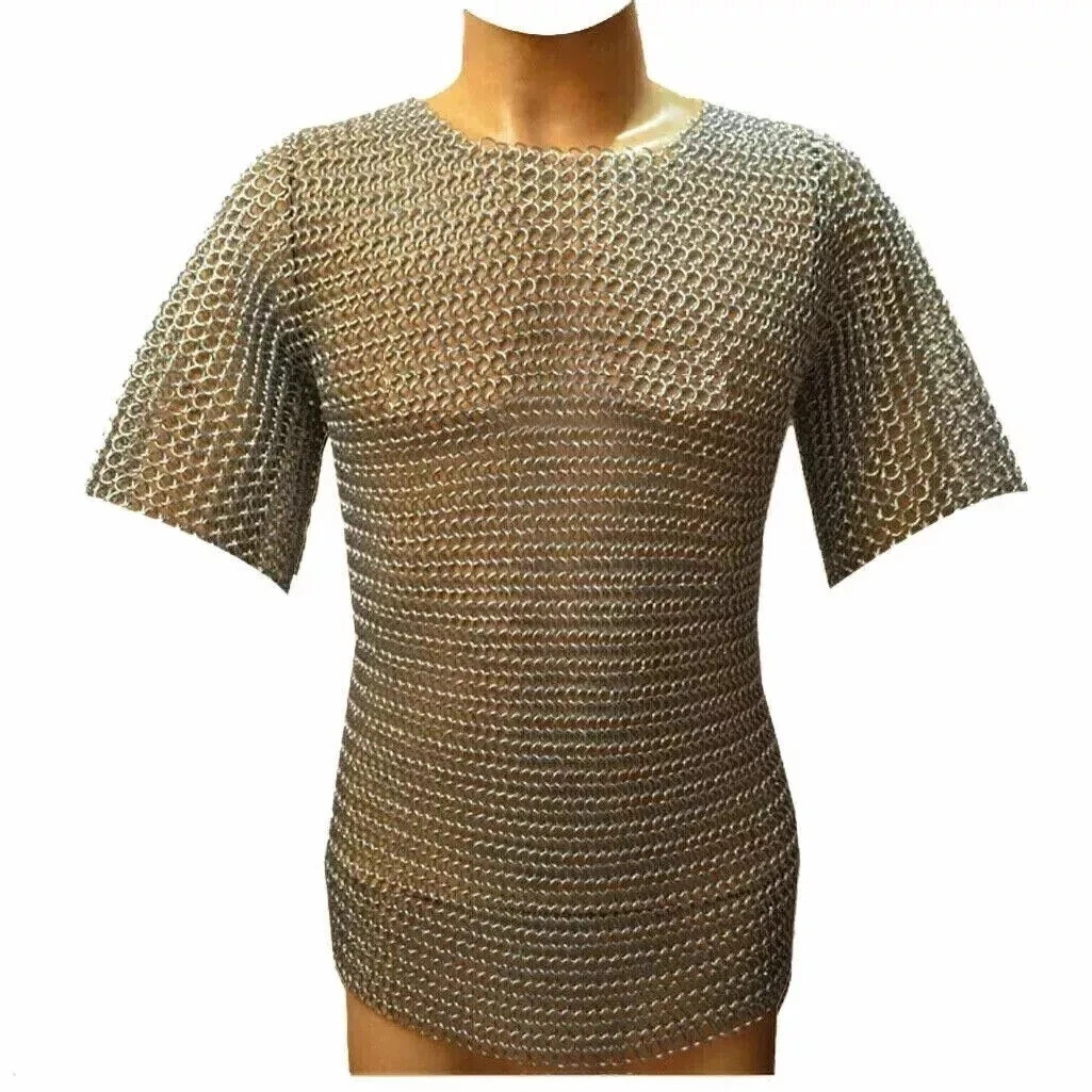 Medieval Chainmail Shirt Aluminium Butted Ring Half Sleeve Zig-Zag Design Armor