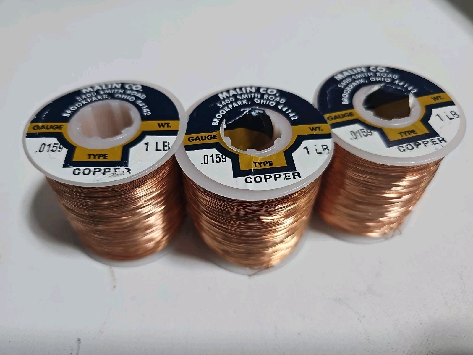 3 Rolls 1 LB MALIN CO Copper .0159