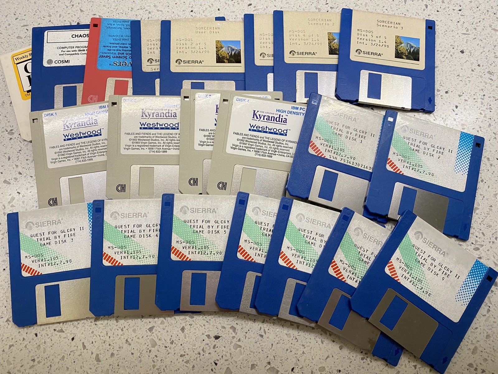 Vintage MS-DOS PC Game 3.5” Floppy Lot Of 21 Disks- Kyrandia, Sorcerian & More!