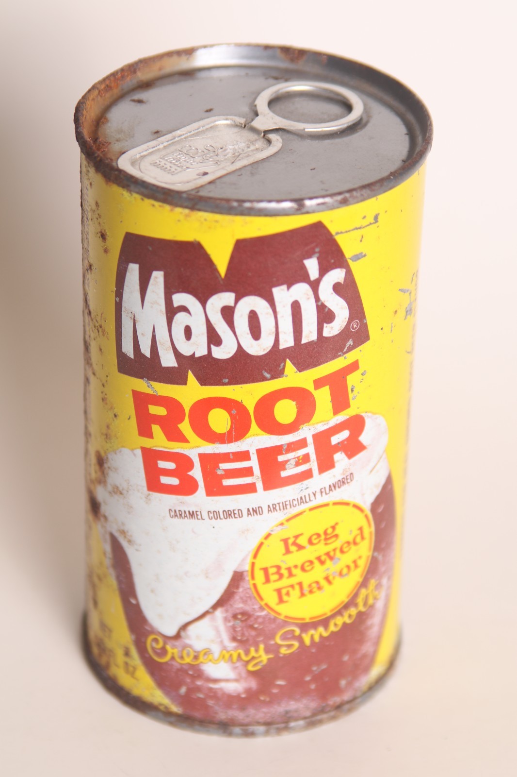 Mason's Root Beer soda can - 12oz Juice Tab B/O