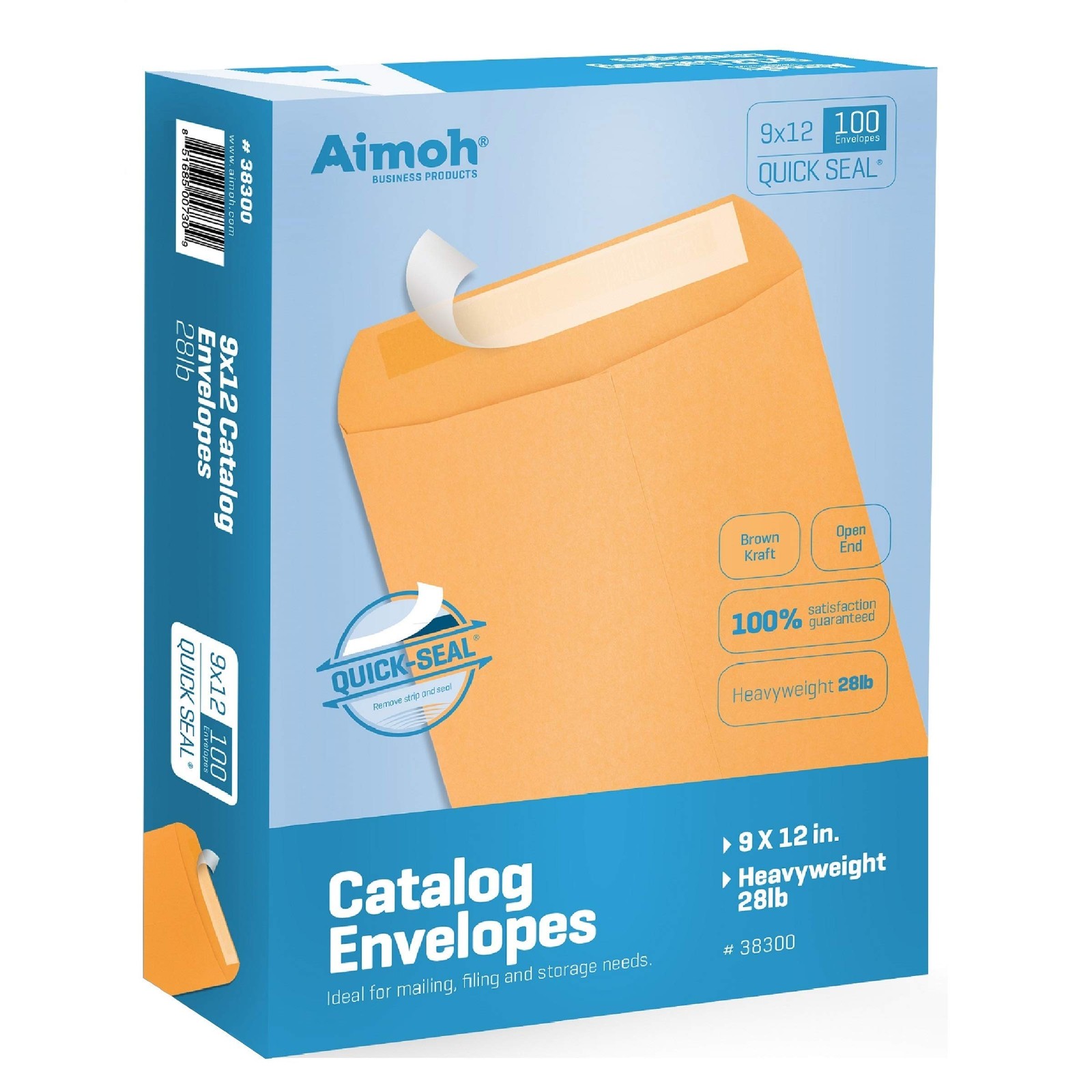 Aimoh 9 X 12 Self-Seal Brown Kraft Catalog Mailing Envelopes - 28lb - 100 Count,