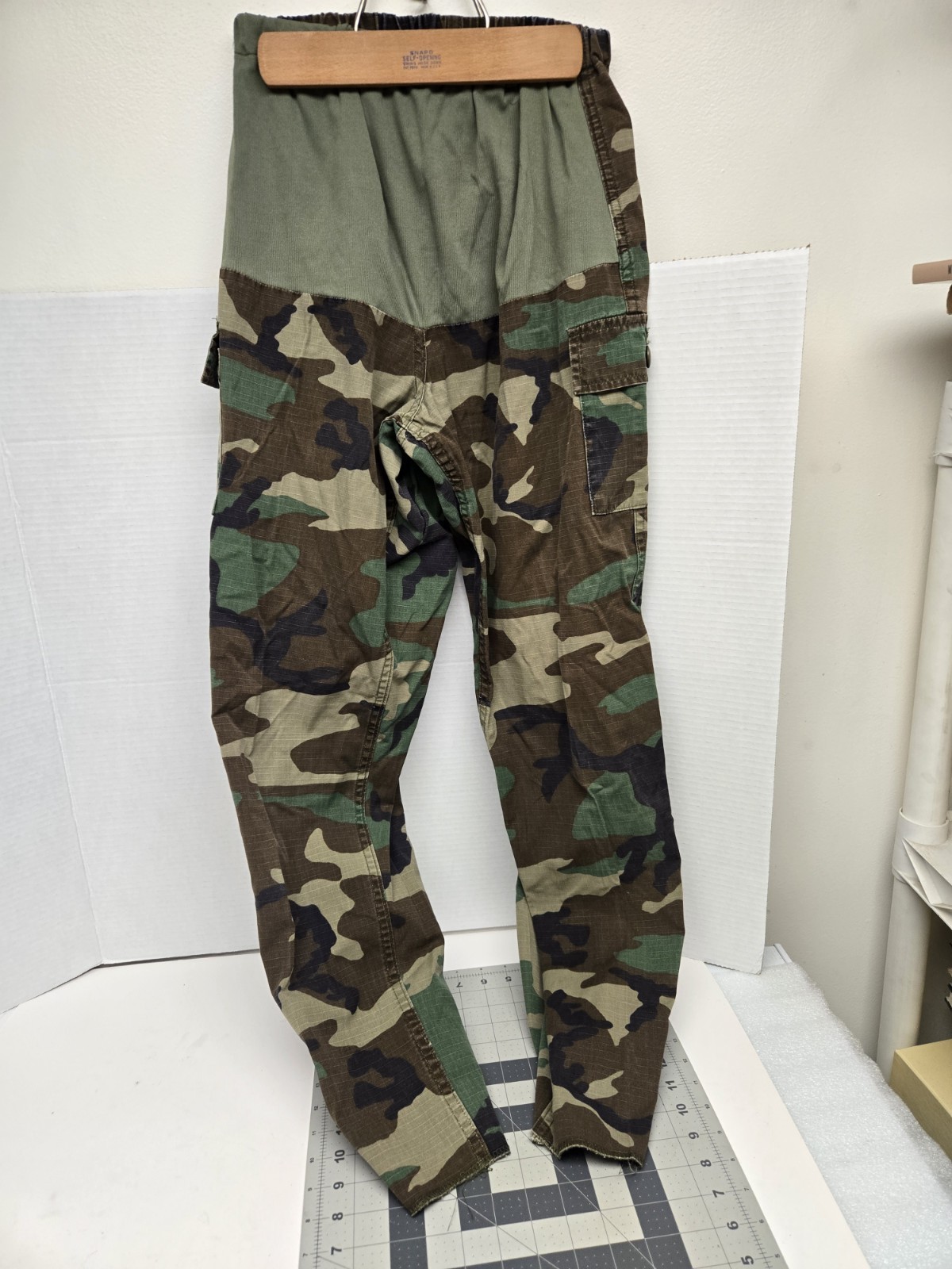 US Military Woodland Camo Cargo Pants Ripstop Cotton Elastic Waist 24x30 Small