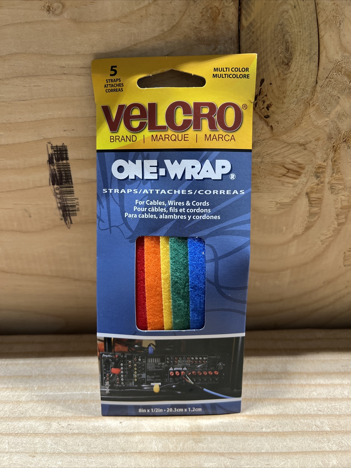 VELCRO(R) Brand ONE-WRAP(R) Ties 8"X1/2" 5/Pkg Multicolor