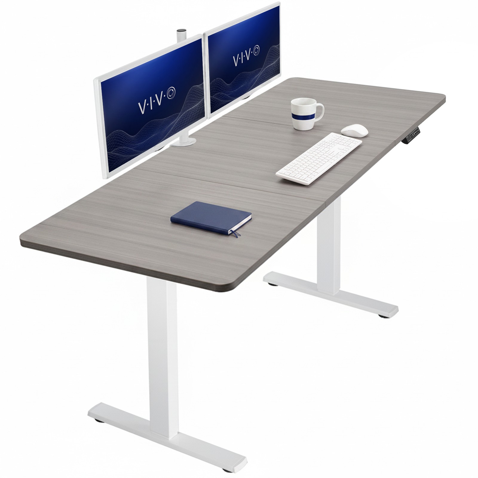 VIVO Electric 71” x 30” Stand Up Desk, Dark Gray Table Top, White Frame
