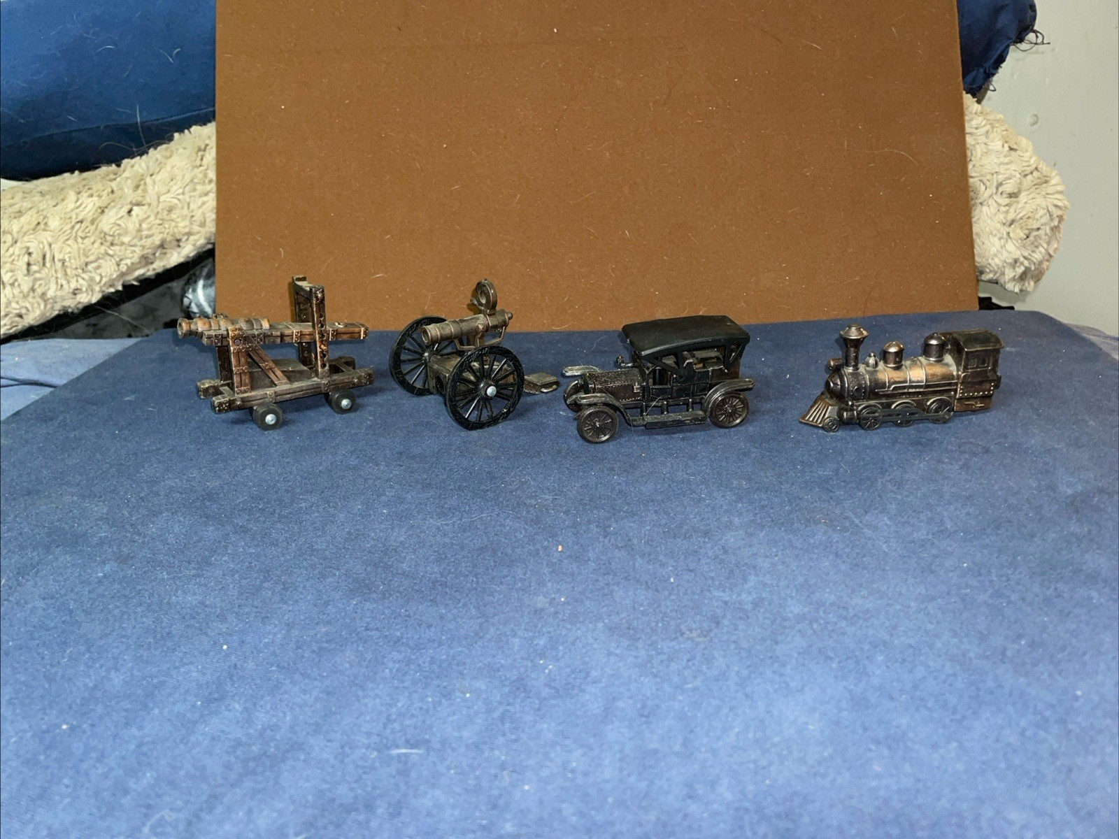 Die Cast Pencil Sharpener Lot Of 4 Cannons And Trains & Cars Brass VTG. READ