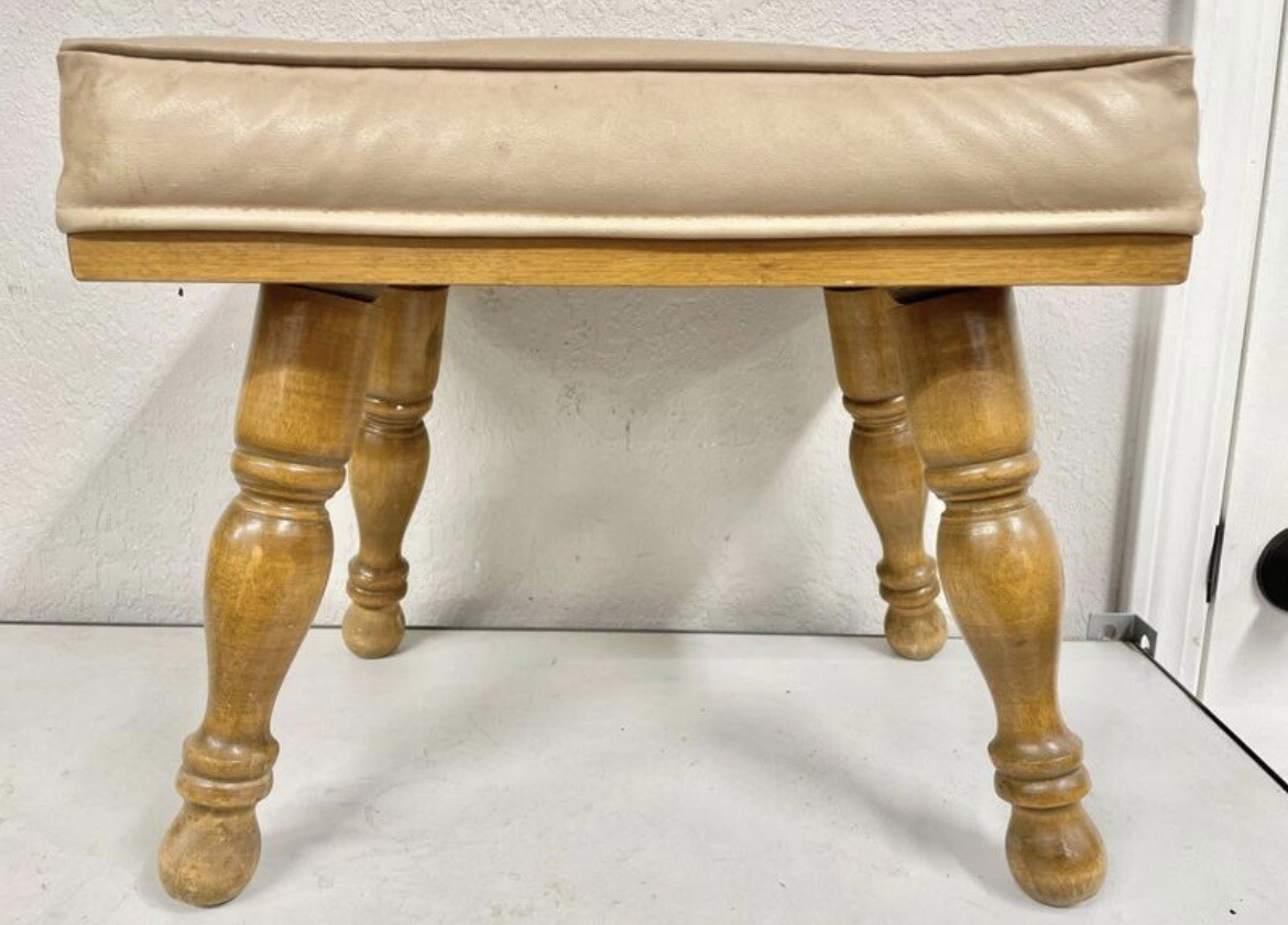 Vintage Mcm Foot rest ottoman faux leather *see Pics* NLHB