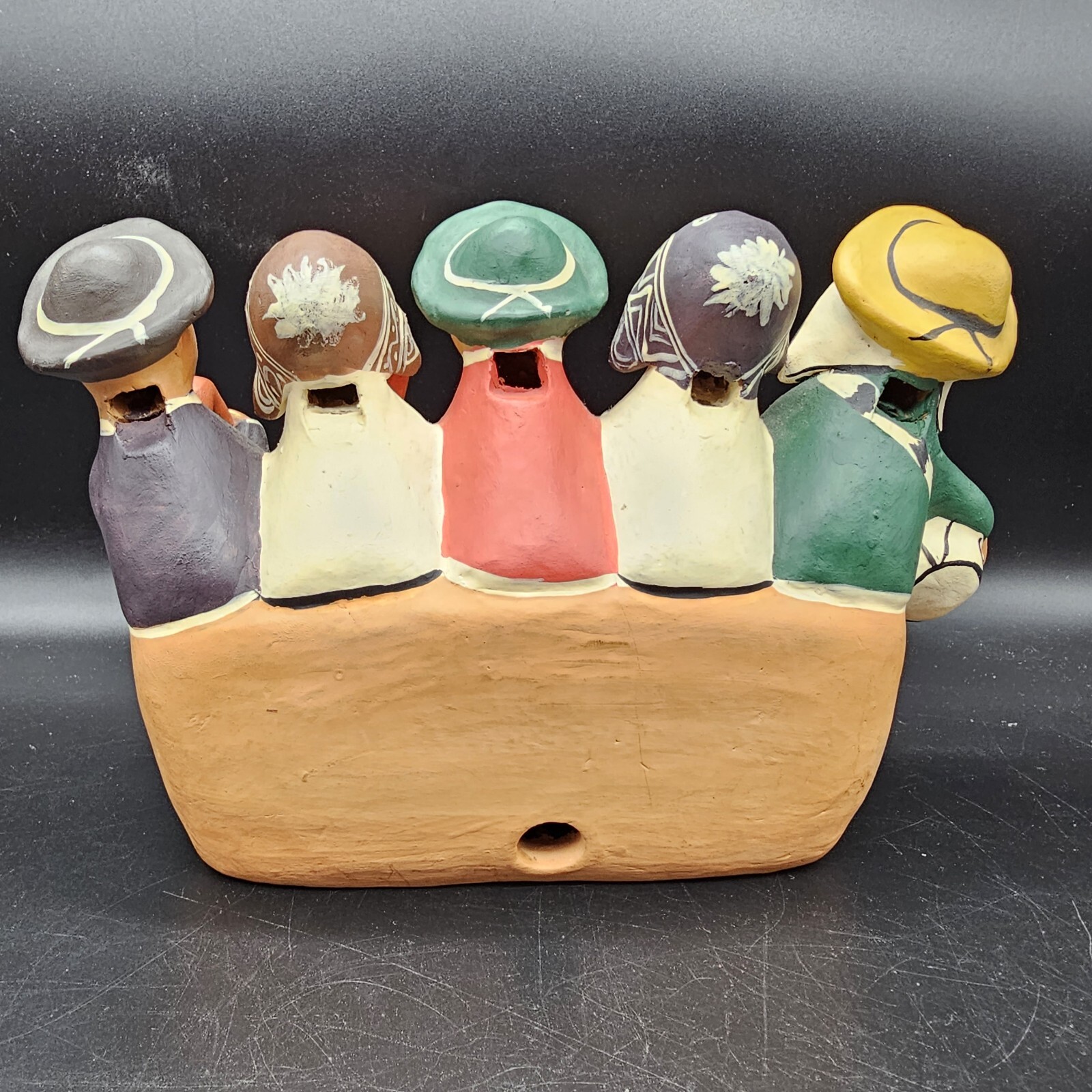 Peru Clay Flute Musician's Folk Art