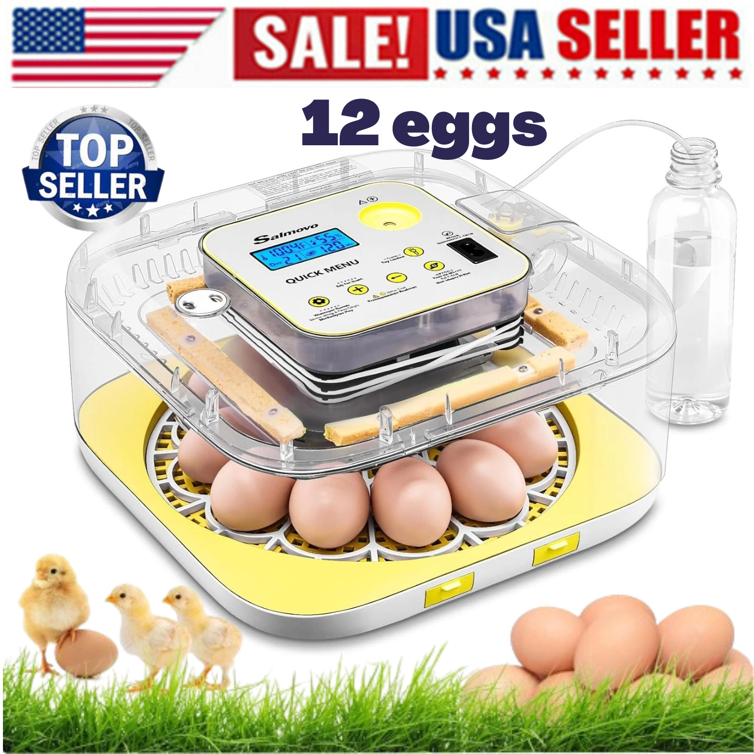 12 Egg Incubator for Hatching Eggs with Automatic Water Refill Humidity Display-