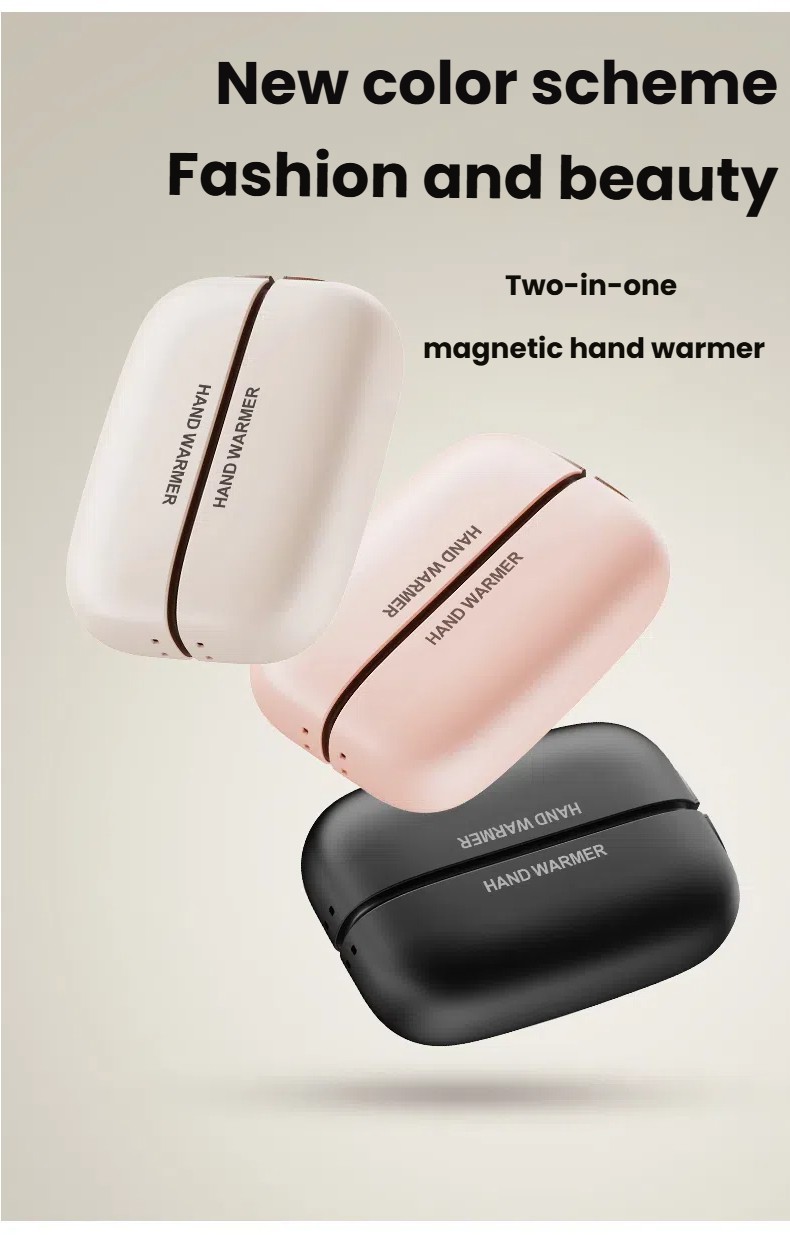 Split Magnetic 2-in-1 Hand Warmer, USB Rechargeable, Outdoor Portable-Khaki