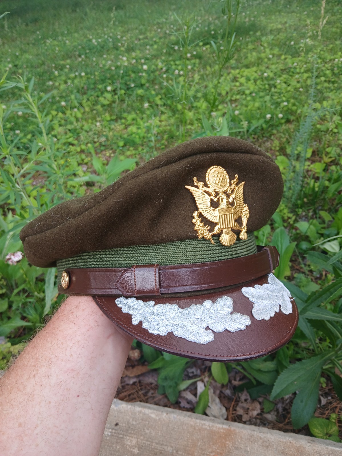 VINTAGE UNITED STATE ARMY OFFICER'S VISOR/ CRUSHER CAP