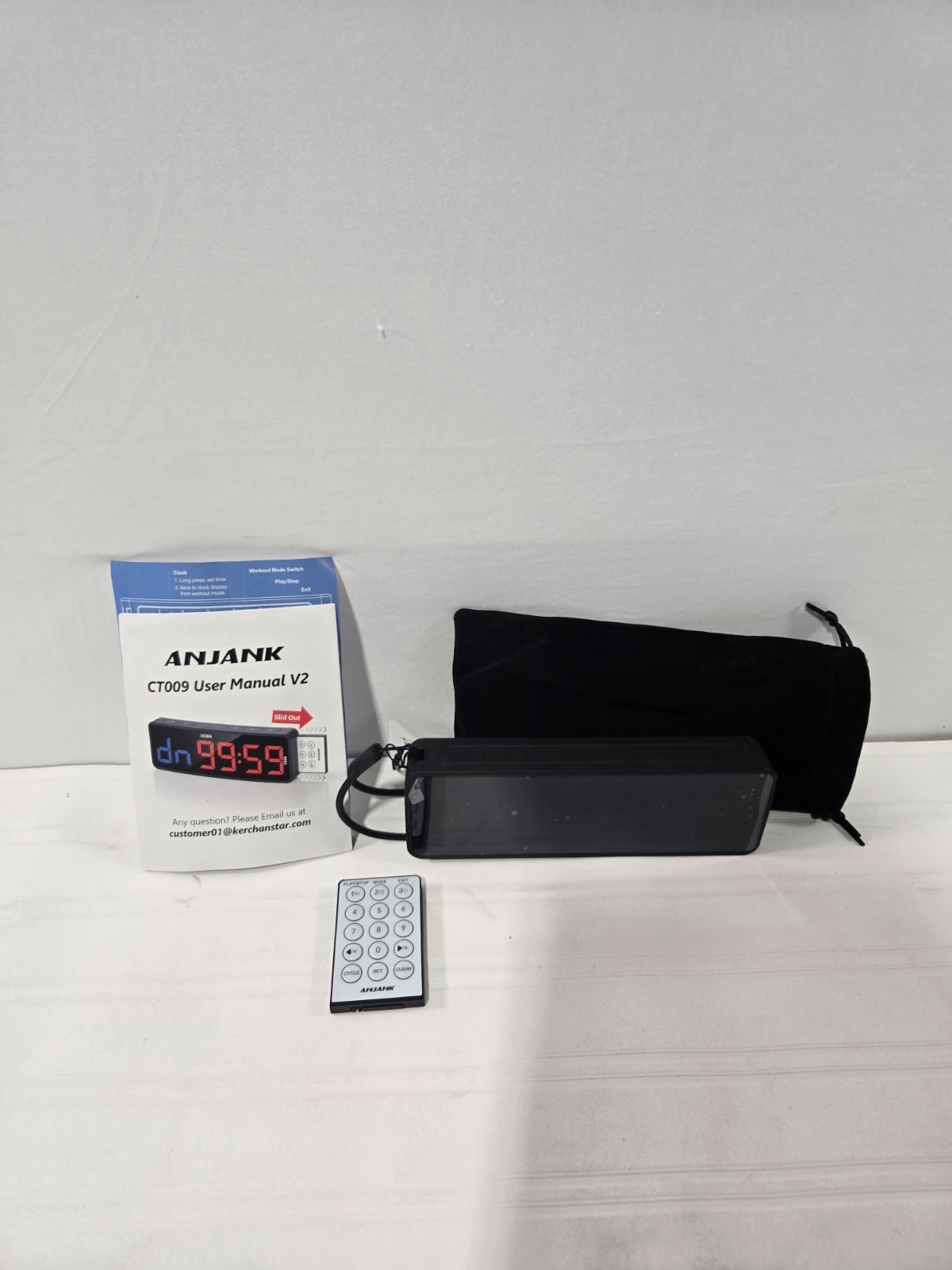 ANJANK CT009 Digital Gym Workout Timer Clock LED Interval Timer w/ Remote Case