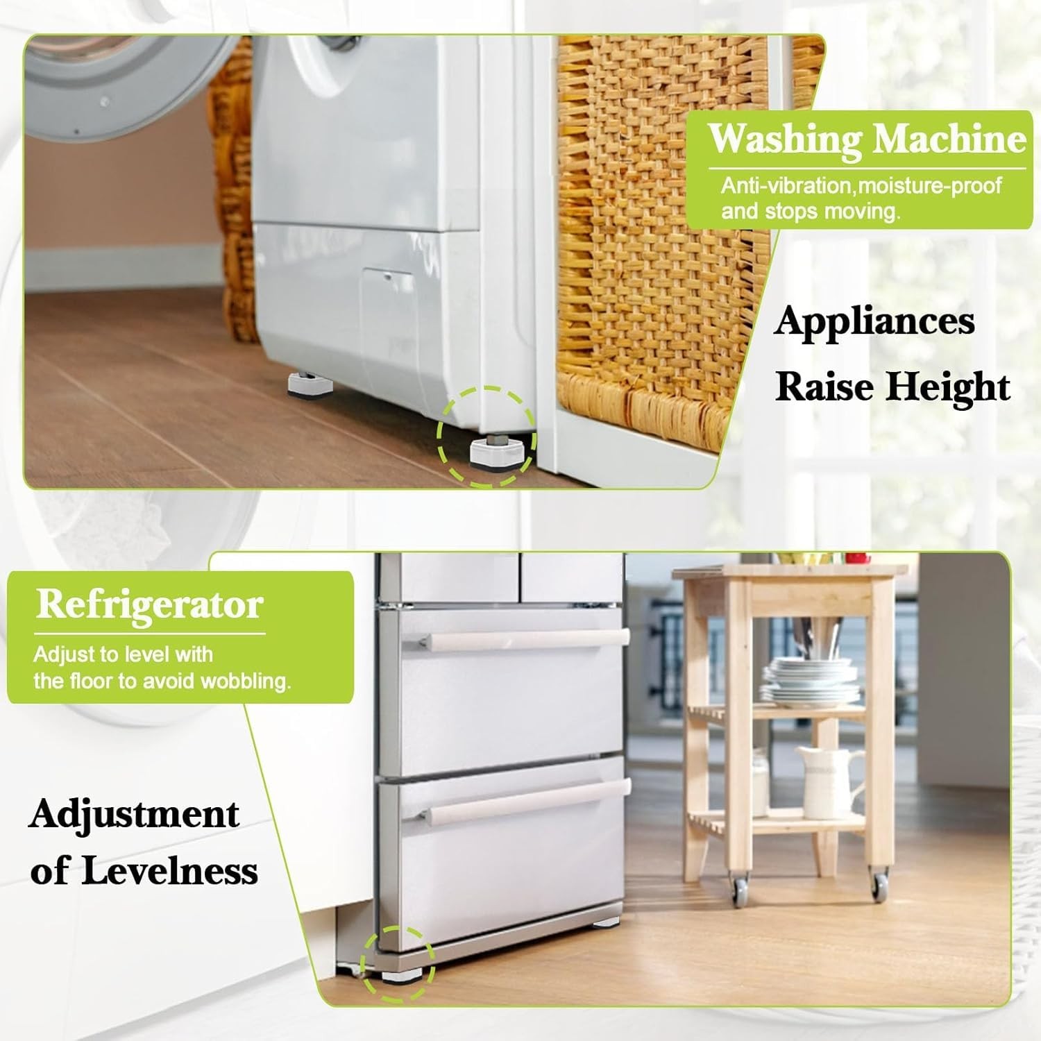 White Adjustable Square Stackable Heavy Duty Bed Furniture Risers 18 Pack