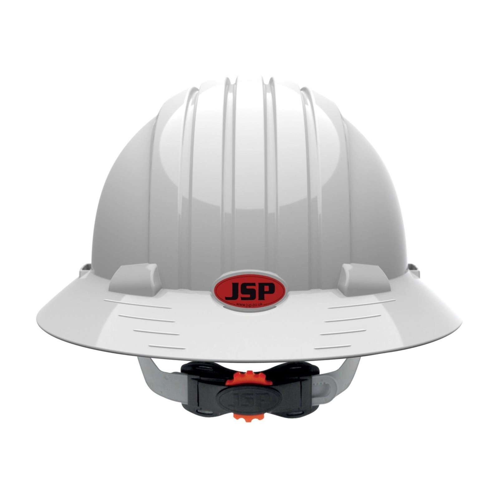 JSP 6161 Evolution Deluxe Full Brim Hard Hat - White - 6 Point Suspension
