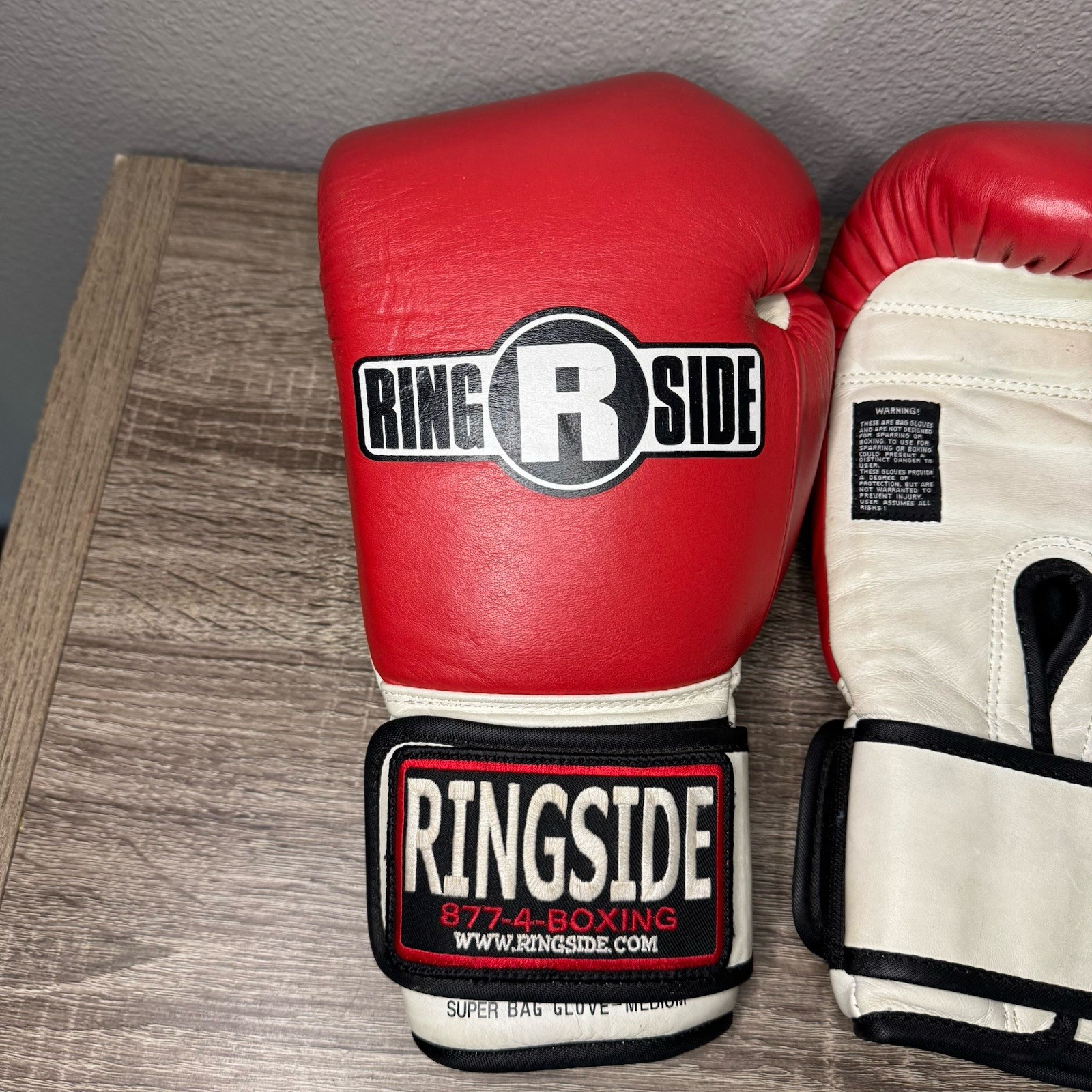 Ringside Super Bag Glove Medium Red White Hook And Loop Boxing Training