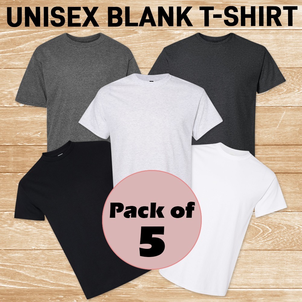 Pack of  5 Blank T-Shirt Unisex Adult T-Shirt Wholesale Premium Quality T-shirt