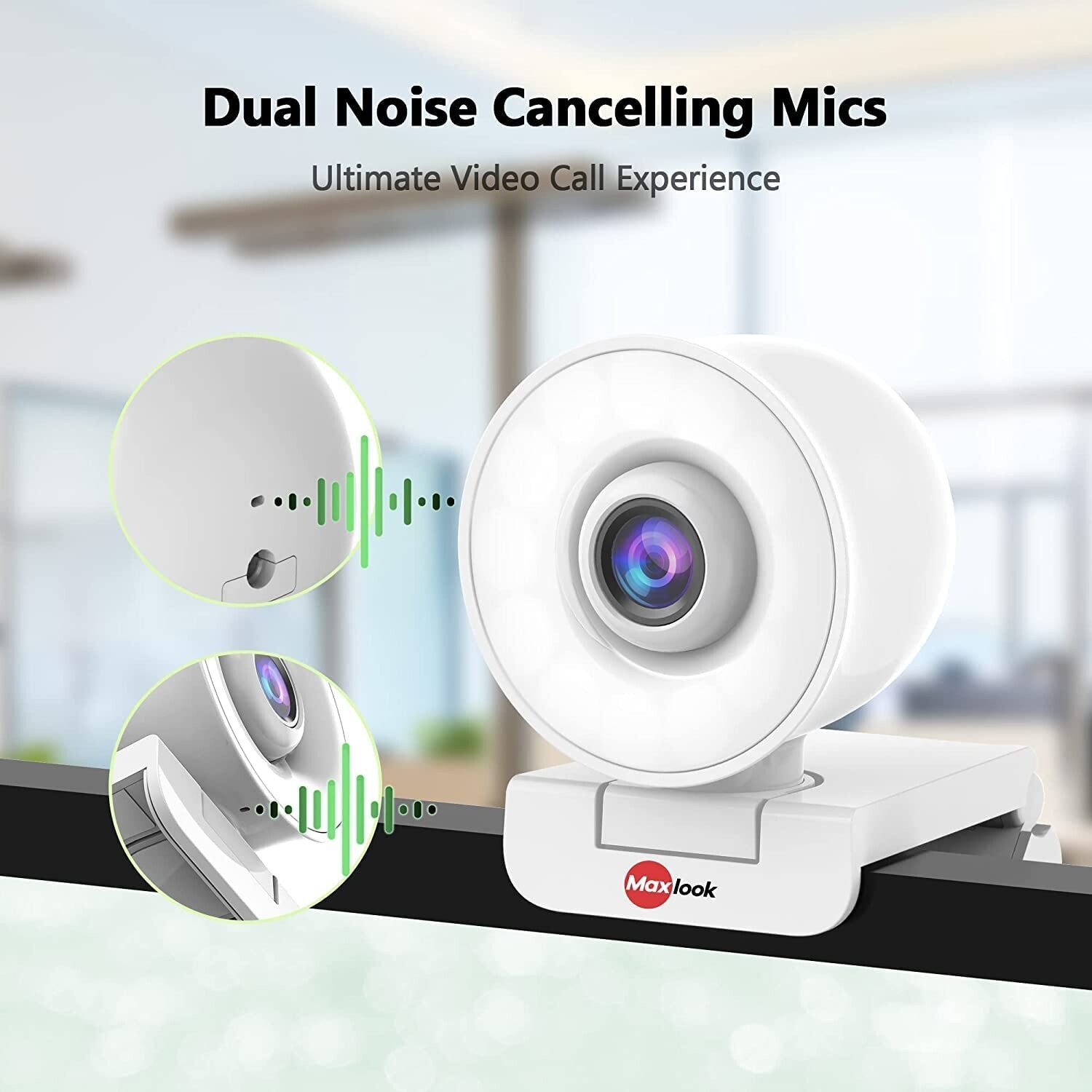 Maxlook Full HD Streaming Webcam: 1080P Webcam Built in Adjustable Ring Light