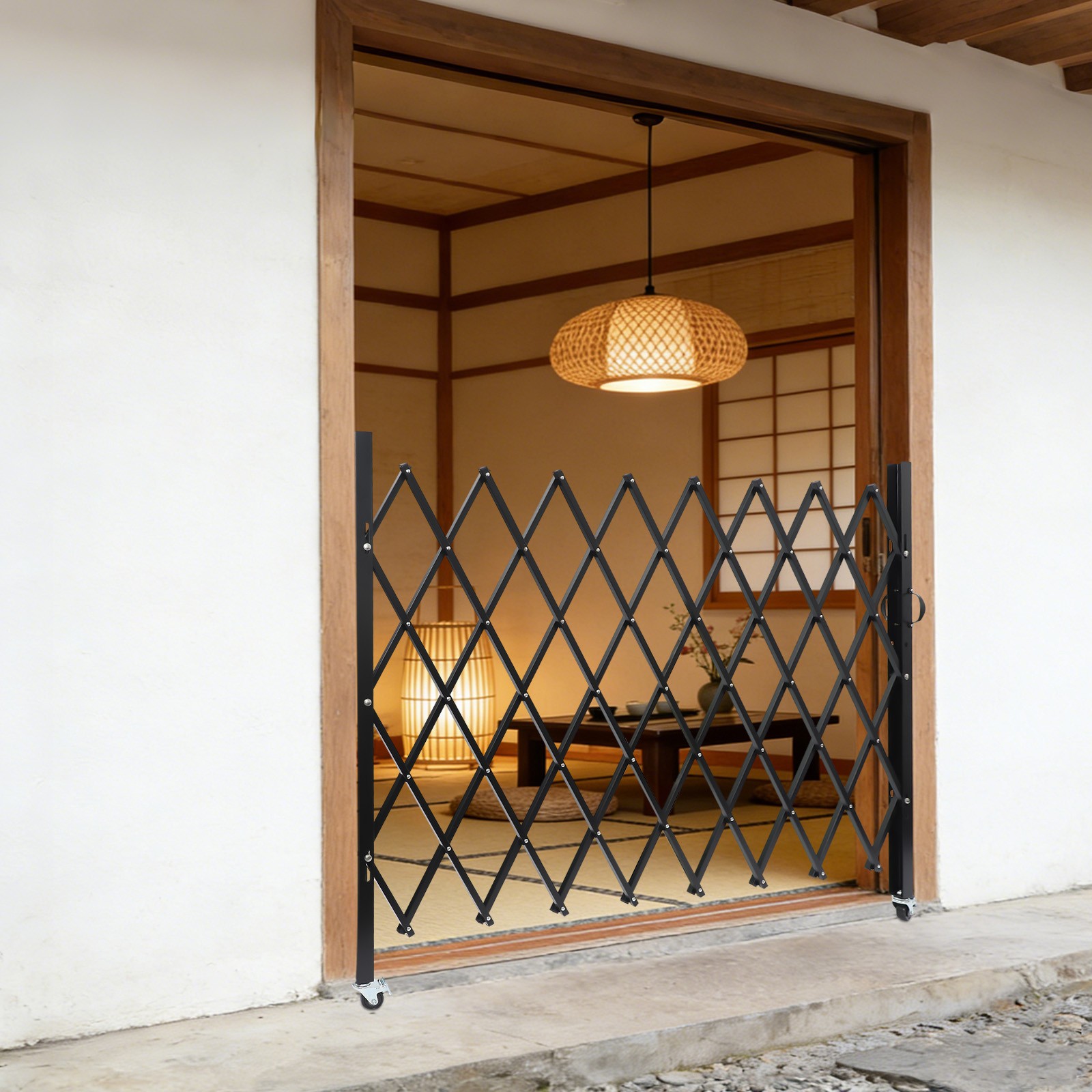 Single Folding Security Gate Rolling Barricade Gate Accordion Security Gate